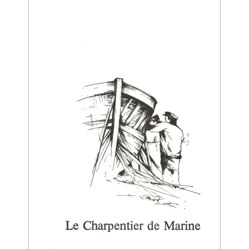 POULET Raymond - Lithographie originale "Le Charpentier de Marine" 37x27cm - 1984