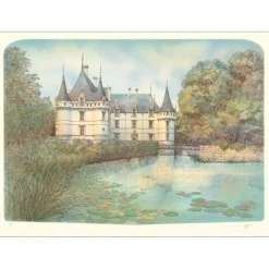 RAFFLEWSKI Rolf - Lithographie originale "Château d'Azay le rideau" 54x75cm - Ex 1/250