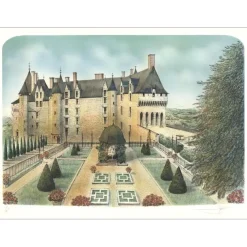 RAFFLEWSKI Rolf - Lithographie originale "Chateau de la Loire 02" 54x75cm