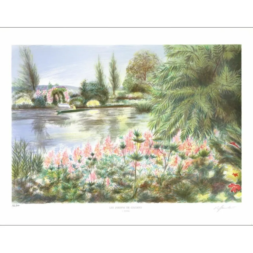 RAFFLEWSKI Rolf - Lithographie originale "Jardins de Giverny, L'étang" 56x76cm
