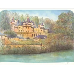 RAFFLEWSKI Rolf - Lithographie originale "Château d'Ussé" 54x75cm - Ex 1/250