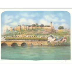 RAFFLEWSKI Rolf - Lithographie originale "Château de Chinon" 54x75cm - Ex 1/250