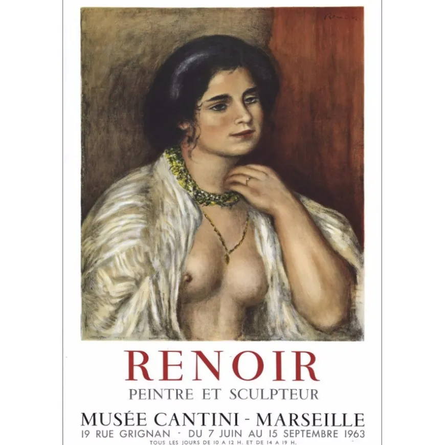 RENOIR Auguste - Lithographie "Exposition Musée Cantini, Marseille" 75x52cm - 1963