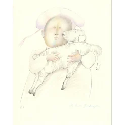 RODO BOULANGER Graciela - Lithographie "L'enfant au mouton" 30x22cm