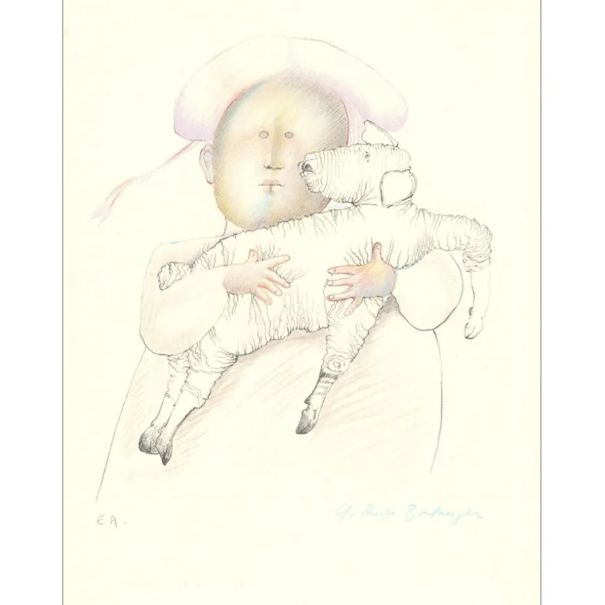 RODO BOULANGER Graciela - Lithographie "L'enfant au mouton" 30x22cm