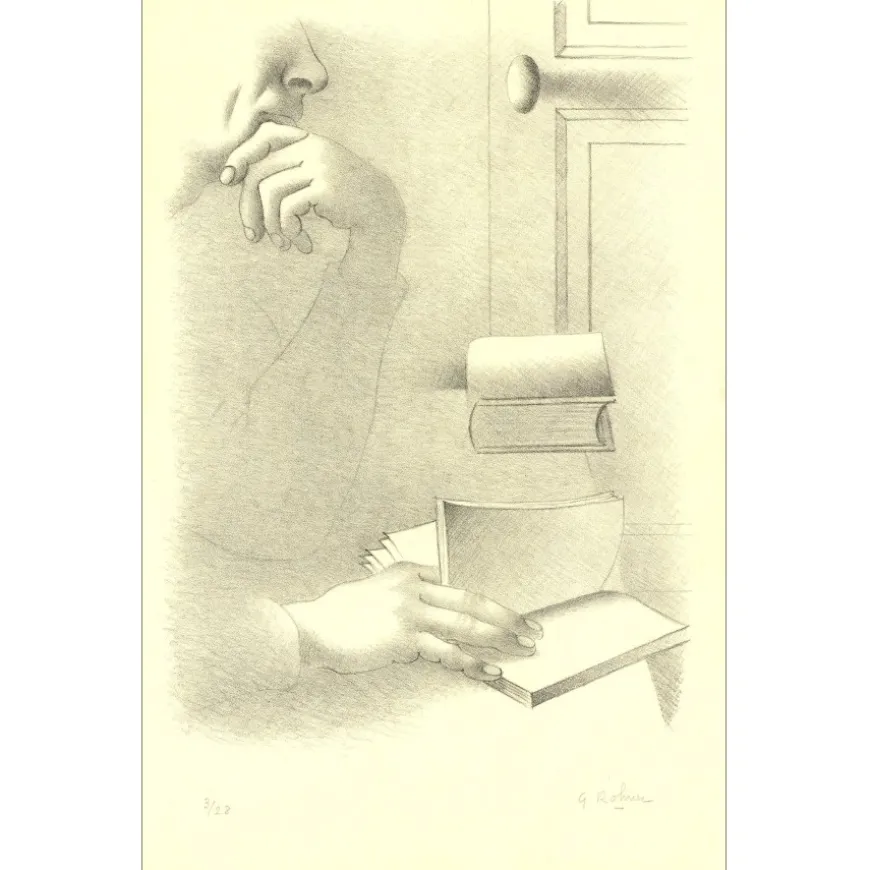 ROHNER Georges - Lithographie originale "Le lecteur" 51x33cm