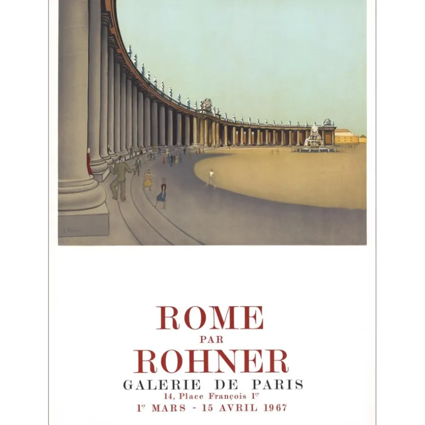 ROHNER Georges - Lithographie "Exposition Rome, Galerie de Paris, Paris" 73x54cm - 1967
