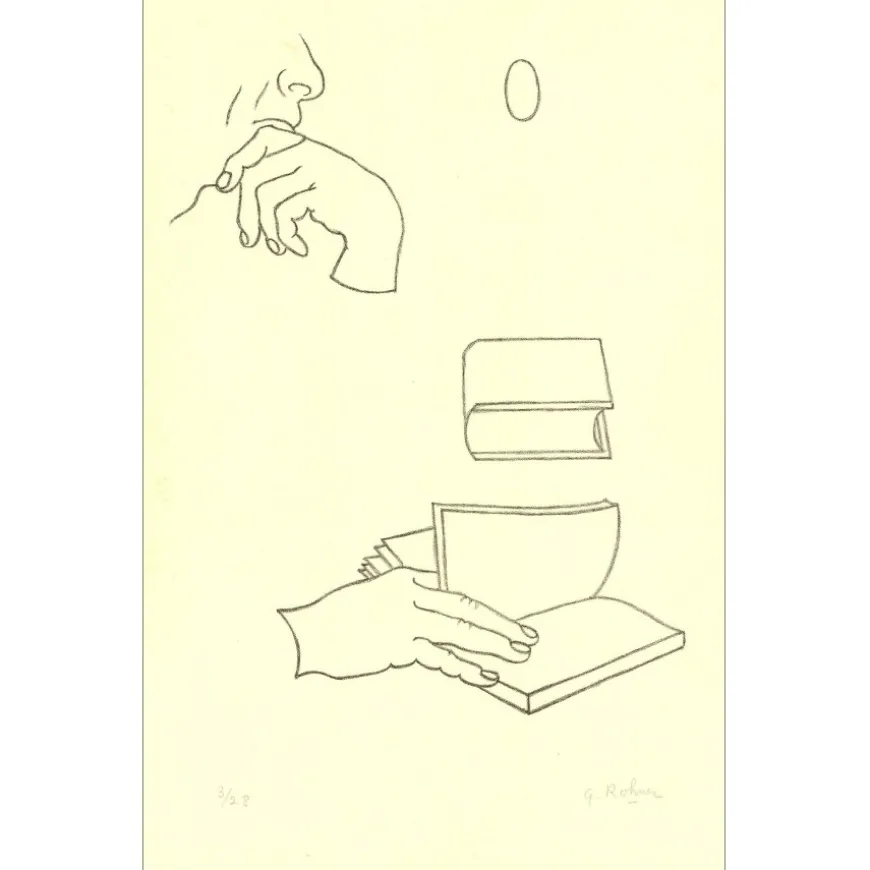ROHNER Georges - Lithographie originale "Le lecteur - 2" 51x33cm