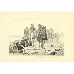 ROYER Henri-Paul - Dessin original à l'encre "Nu et cavaliers" 17x26 cm