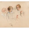 ROYER Henri-Paul - Dessin original "Portraits de femmes" 49x59 cm