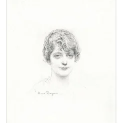 ROYER Henri-Paul - Dessin original au crayon "Portait de femme" 20x17 cm