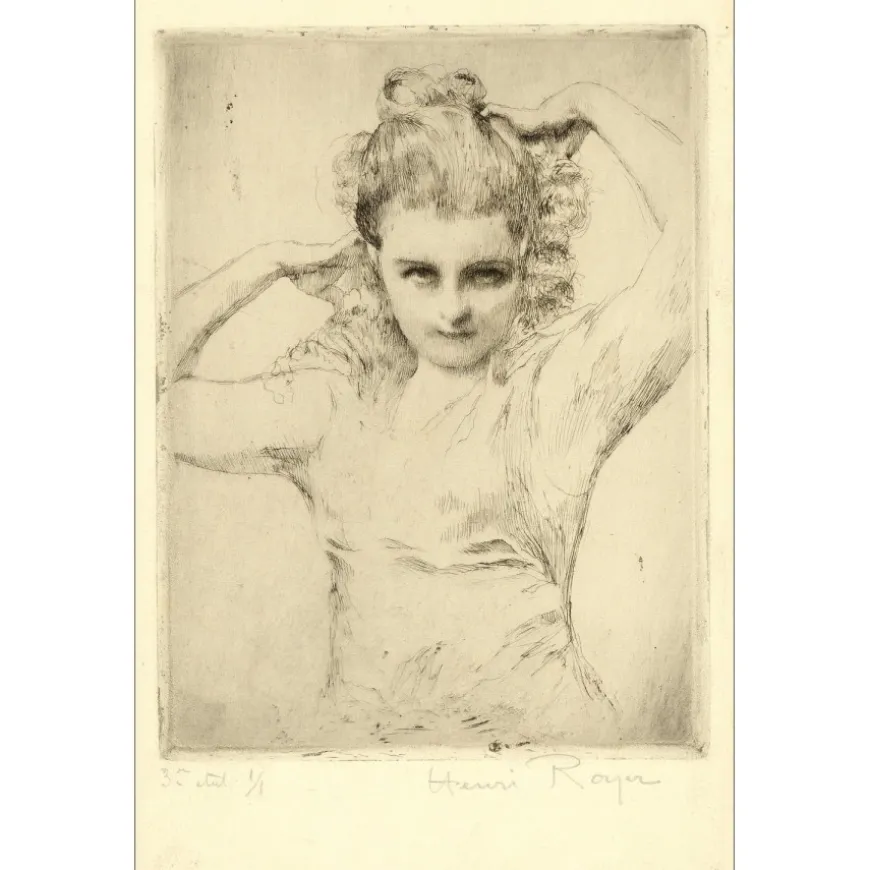 ROYER Henri-Paul - Gravure originale "Portrait de jeune fille" 26x17cm - 3eme état 1/1