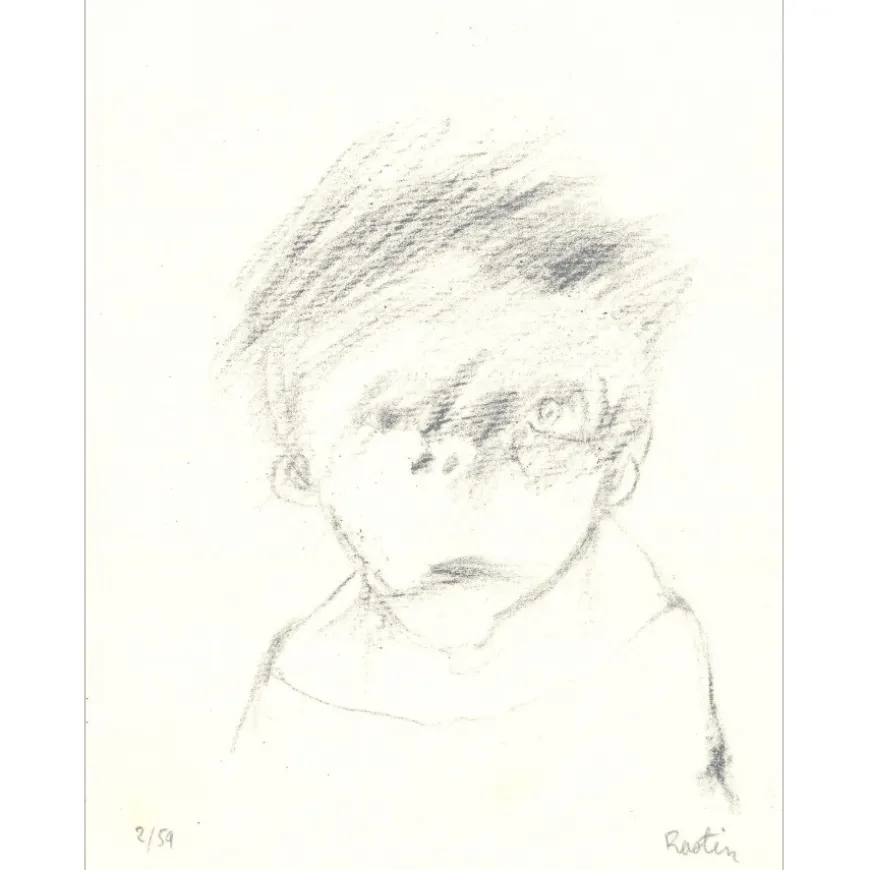 RUSTIN Jean - Lithographie "Portrait de jeune homme" 21x16cm - 1998