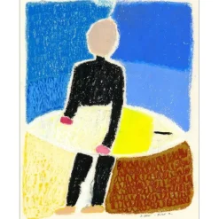 SAAM Jérôme - Dessin original au pastel sur papier "Le Surfer" 35x28cm