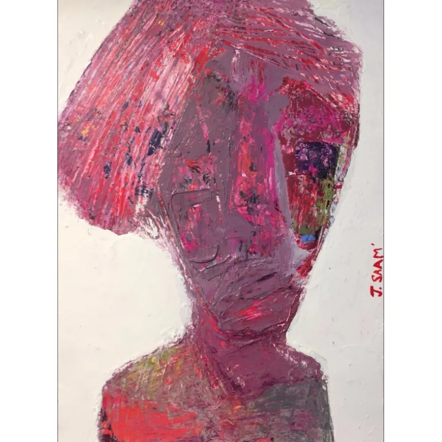 SAAM Jérôme - Dessin original à l'acrylique sur papier "Premier Baiser" 35x25cm