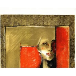 SALMON Michèle - Lithographie originale "Portrait de femme" - 76x54cm