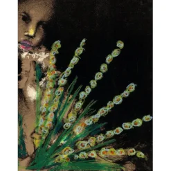 SALMON Michèle - Lithographie rehaussée "Femme au bouquet" 37x53cm