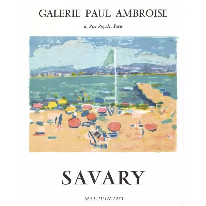 SAVARY Robert - Lithographie "Exposition Galerie Paul Ambroise, Paris" 62x47cm - 1973