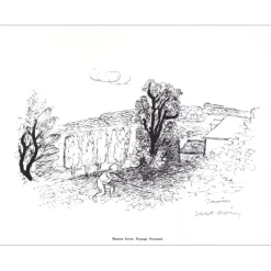 SAVIN Maurice - Lithographie signée au crayon "Paysage Normand" 27x21cm - 1961