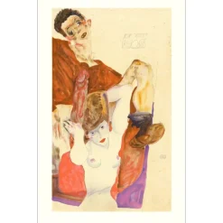 SCHIELE Egon - Lithographie "L'hôte rouge, 1911" 50x32cm