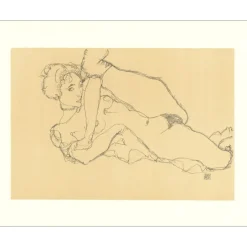 SCHIELE Egon - Lithographie "Femme nue couchée avec la jambe gauche levée, 1914" 65x50cm