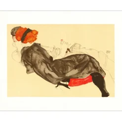 SCHIELE Egon - Lithographie " Couple allongé, 1912" 65x50cm