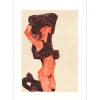 SCHIELE Egon - Lithographie "La fille debout sur ses genoux, 1918" 50x32cm