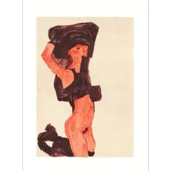 SCHIELE Egon - Lithographie "La fille debout sur ses genoux, 1918" 50x32cm