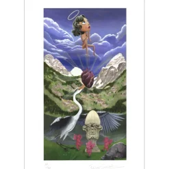 SCHOLL Fabien - Lithographie numérique "Heron and the virgin" 88x61cm
