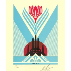 SHEPARD FAIREY (OBEY) - Sérigraphie "GREEN POWER FACTORY - LETTERPRESS " 33x25cm - 2023