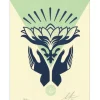 SHEPARD FAIREY (OBEY) - Sérigraphie "LOTUS HAND TEAL - LETTERPRESS " 31x23cm - 2023