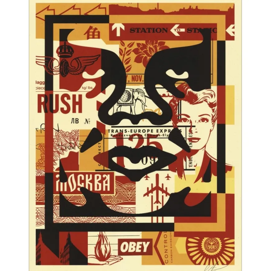 SHEPARD FAIREY (OBEY) - Sérigraphie "FACE COLLAGE 01" 61x45cm