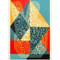 SHEPARD FAIREY (OBEY) - Sérigraphie "Peace Fingers Geometric " 91x61cm