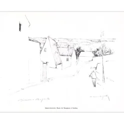 SIMON-AUGUSTE - Lithographie signée au crayon "Route de Dampierre à Senlisse" 27x21cm - 1961