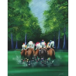 SPAHN Victor - Lithographie originale "Course de chevaux" 80x60cm