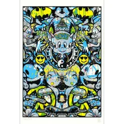 Speedy Graphito - HPM Acrylique et sérigraphie (unique) "Urban Love" 78x49cm - 2017