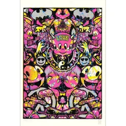 Speedy Graphito - HPM Acrylique et sérigraphie (unique) "Urban Love" 78x49cm - 2017