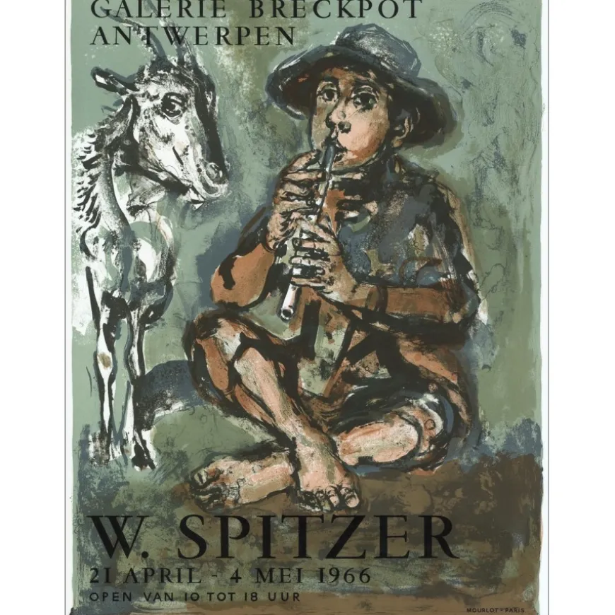 SPITZER Walter - Lithographie "Exposition Galerie Breckpote, Antwerpen" 52x39cm - 1966