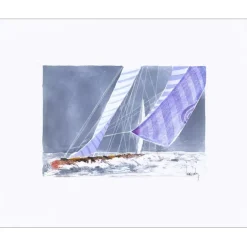 SUIRE-VERLEY Olivier - Aquarelle originale "Le spys violet" 40x50cm