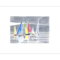 SUIRE-VERLEY Olivier - Aquarelle originale "La régate" 36x50cm