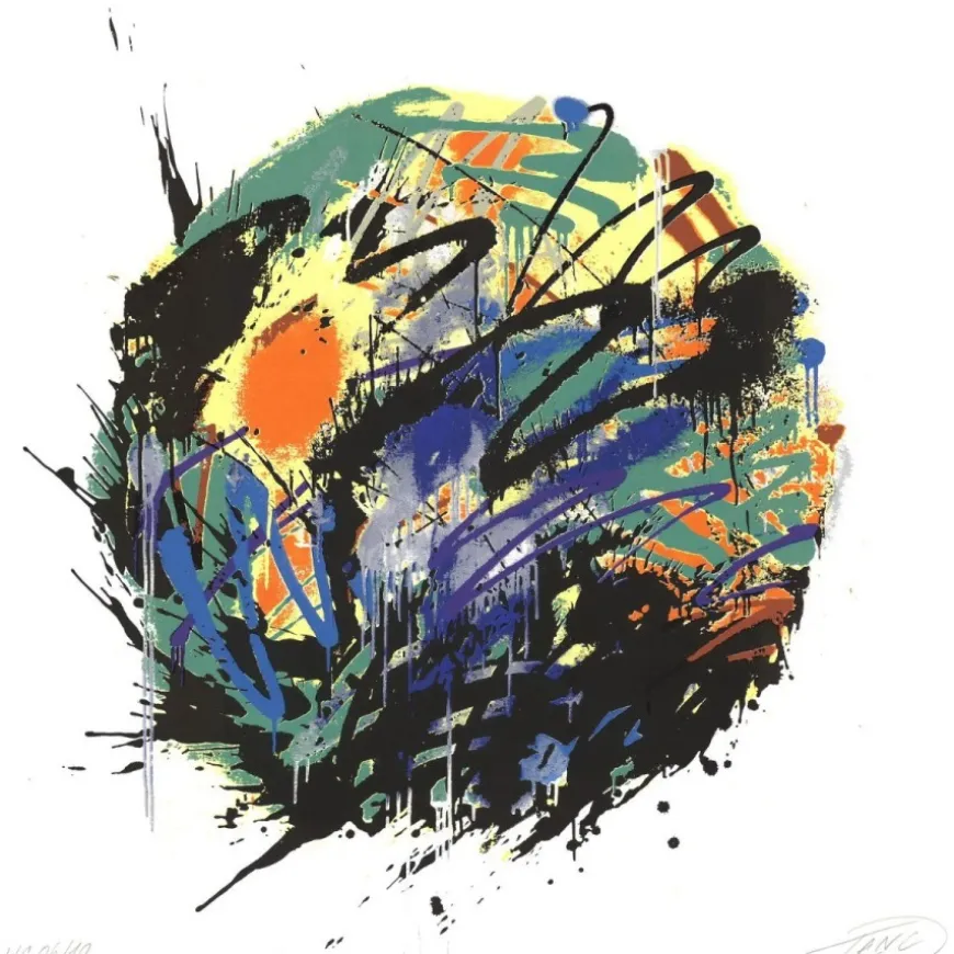 TANC - Sérigraphie originale "Composition sans titre" 70x70cm - 2017