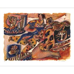 TOBIASSE Théo - Lithographie originale "L'amour sur fond de chant biblique" 69x92cm