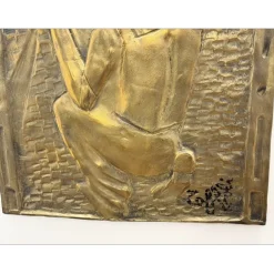 TOFFOLI Louis - Bas-Relief original en Bronze "Le Maréchal-Ferrant" 64x51cm - 1986