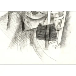 TOFFOLI Louis - Dessin original "La remailleuse de filets" 58x45cm