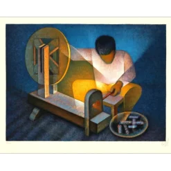 TOFFOLI Louis - Lithographie originale "Le Fileur" 50x65cm - 1986