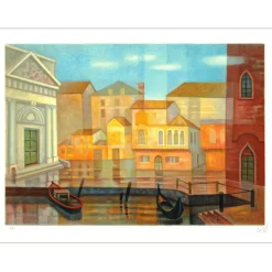TOFFOLI Louis - Lithographie originale "Hommage à Venise" 56x76cm - 1988