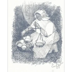 TOFFOLI Louis - Lithographie "La femme et la balance" 32x25cm