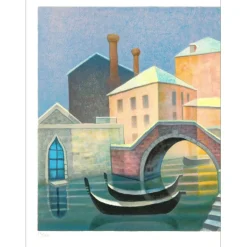 TOFFOLI Louis - Lithographie originale "Venise sous la neige" 56x76cm - 1989