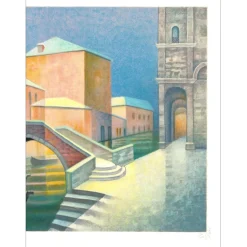 TOFFOLI Louis - Lithographie originale "Venise sous la neige" 56x76cm - 1989
