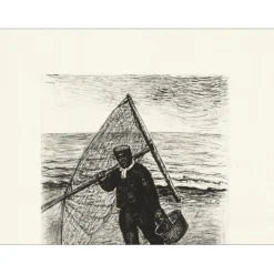 TOPOR Abram - Lithographie originale "Pêcheur" 43x33cm